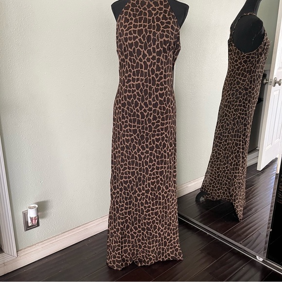 Lew Magram Vintage Animal Print Halter style Maxi Dress Size 8 - Picture 6 of 9